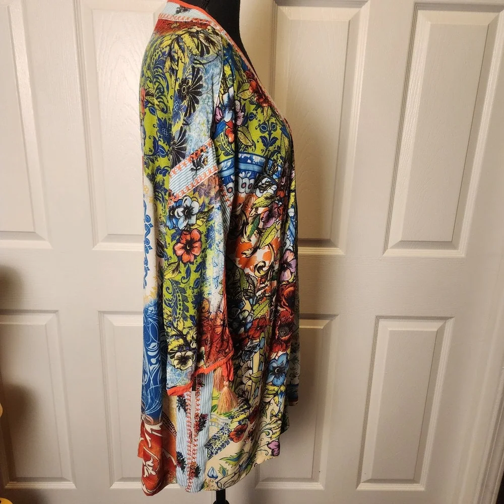 John Mark M Womens Boho Floral Embroidered Kimono Tunic Tassel Festival Concert - Picture 6 of 16
